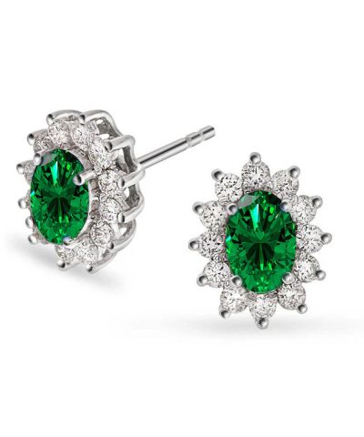 Øredobber i hvitt gull med diamant og smaragd 0,48 ct TWSI