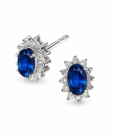 Øredobber i hvitt gull med diamant og safir 0,28 ct WSI