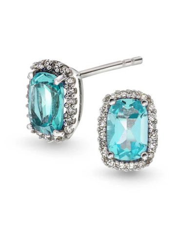 Øredobber i hvitt gull med diamant og topas 0,11 ct WSI