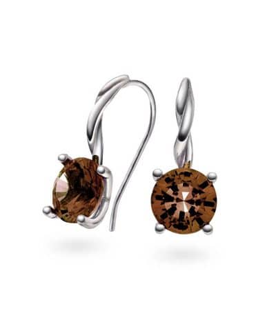 Øredobber i gull med røkkvarts