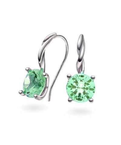 Øredobber i gull med syntetisk krysolitt