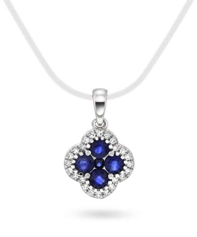 Anheng i gull med safir og diamant