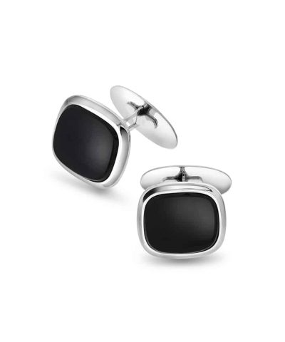 Christophersen Hvitt Gull Mansjettknapperonyx 12x14