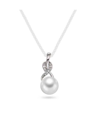 Anheng i gull med perle og diamant