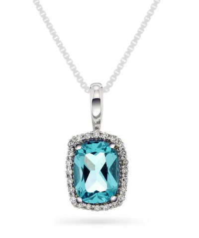 Anheng i hvitt gull med diamant og topas 0,067 ct WSI