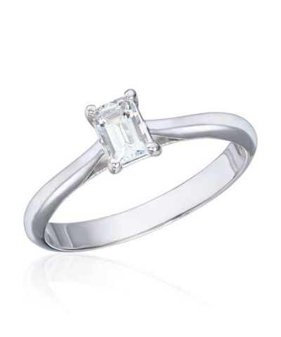 Ring Estelle i hvitt gull 0,60ct TWSI smaragdslipt