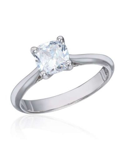 Ring Charlotte i hvitt gull 1,00ct TWSI Cushion slip