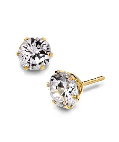 Pan Jewelry Øredobber i gull med zirkonia 7mm