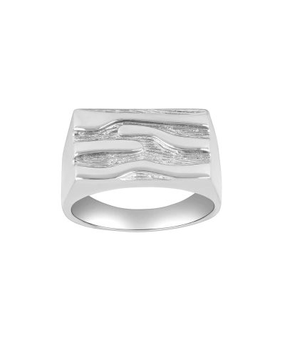 Rhod. sølvring plate m/mønster