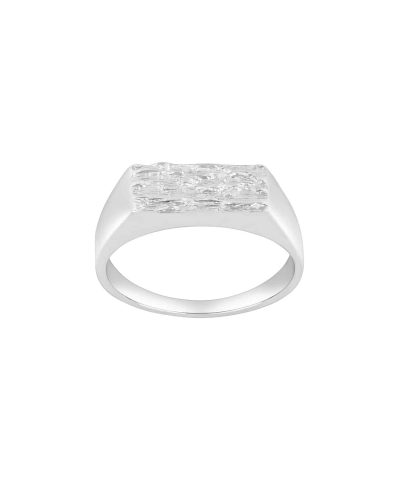 Rhod. sølvring plate m/mønster