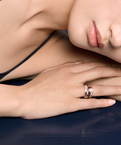 Alternative view of Georg Jensen FUSION Senterring, Rød