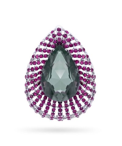 Brosje med fuksia rhinestone