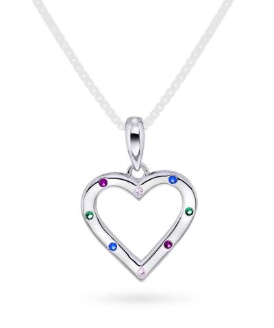 Anheng i sølv med zirkonia hjerte