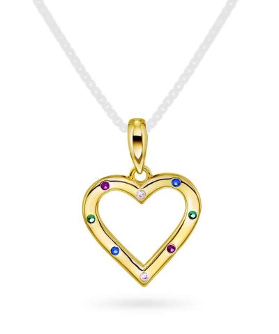 Anheng i sølv med zirkonia hjerte