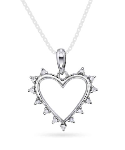 Anheng i sølv med zirkonia hjerte