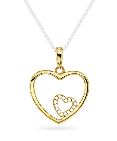 Anheng i sølv med zirkonia hjerte