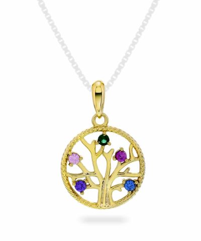 Anheng i sølv med zirkonia livets tre