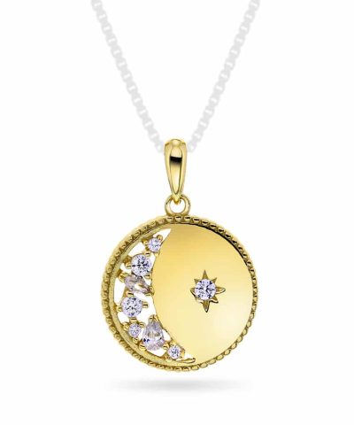 Anheng i sølv med zirkonia måne