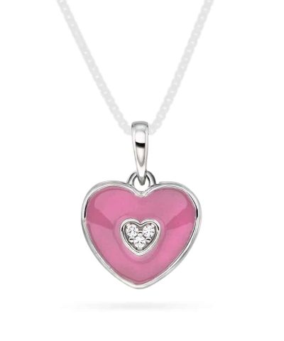 Anheng i sølv med zirkonia hjerte