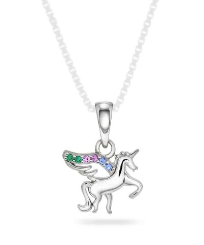 Anheng i sølv med zirkonia unicorn