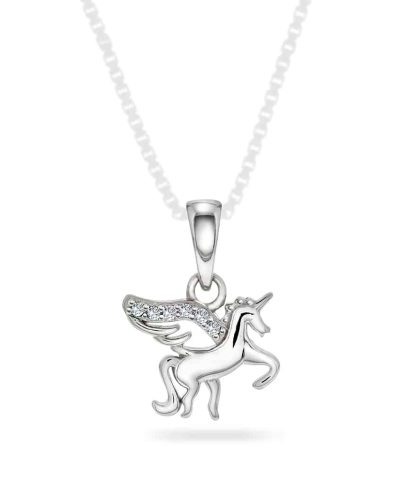 Anheng i sølv med zirkonia unicorn