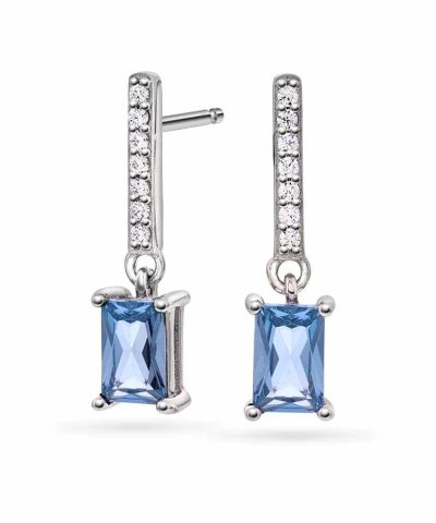 Øredobber med zirkonia, lys blå