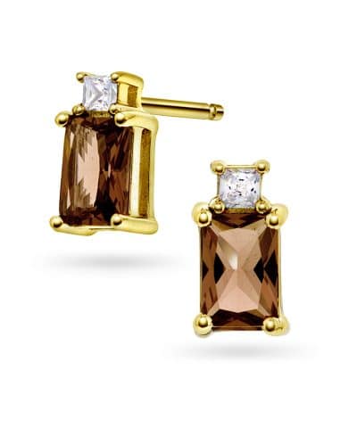 Øredobber i sølv med zirkonia, kaffe