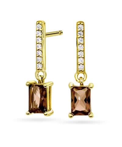 Øredobber i sølv med zirkonia, kaffe