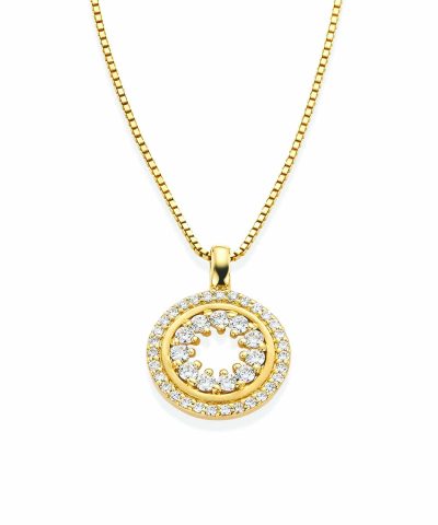 Gulldia Signatur Ida Forgylt anheng i sølv med zirkonia