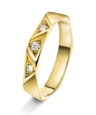 Fasettring i gull m/dia 0,06 ct TWSI