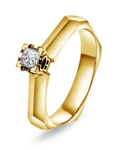 Fasettring i gult gull, Diamant 0.20ct (TWSI)