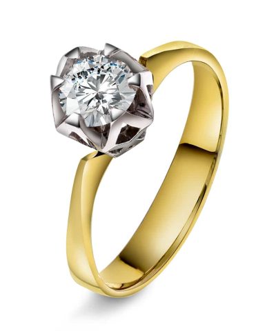 Tulipanring i gull, Diamant 1.00ct (TWSI)