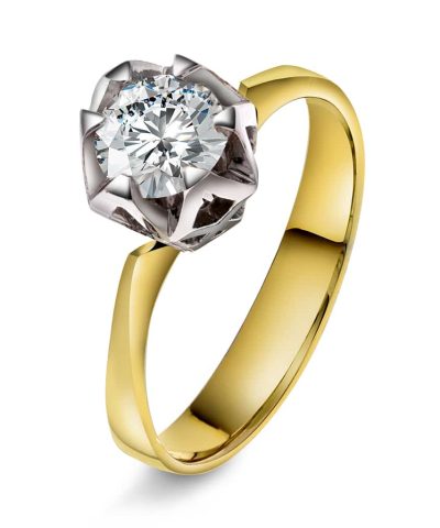 Tulipanring i gull, Diamant 2.00ct (TWSI)