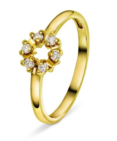 Ring i gult gull med diamant 0,12ct twsi