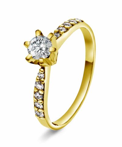 Superstar ring i gult gull med diamant 0,56 ct TWSI
