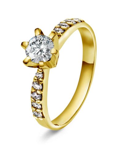 Superstar ring i gult gull med diamant 0,78 ct TWSI