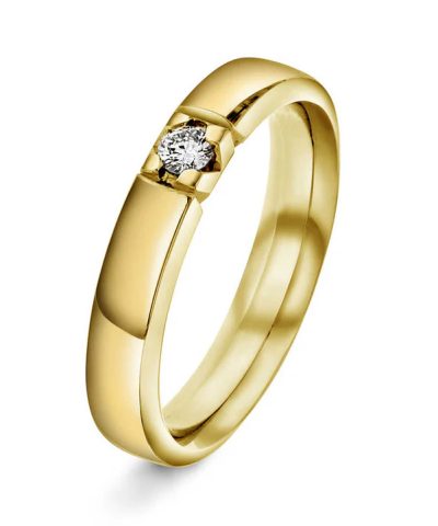 Beta alliansering i gult gull med diamant 0,10 ct TWSI