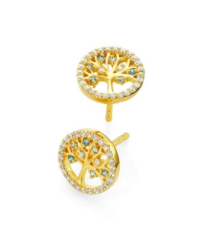 Gulldia Signatur Tree of life Forgylte ørepynt i sølv m/zirkonia