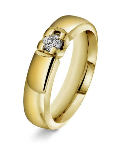 Alliansering i gult gull med diamant 0,20 ct WP