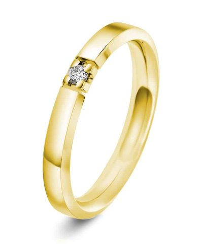 Alliansering i gult gull med diamant 0,03ct WSI