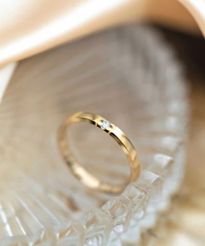 Alternative view of Alliansering i gult gull med diamant 0,03ct WSI