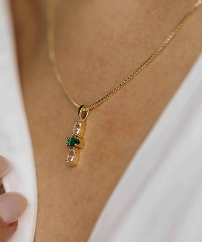 Alternative view of Gulldia Signatur Smykke i sølv med grønn zirkonia