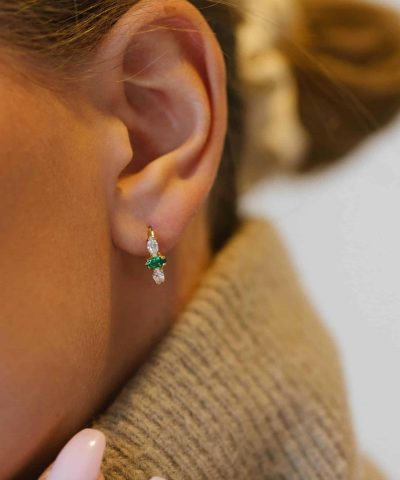 Alternative view of Gulldia Signatur Øreringer i sølv med grønn zirkonia