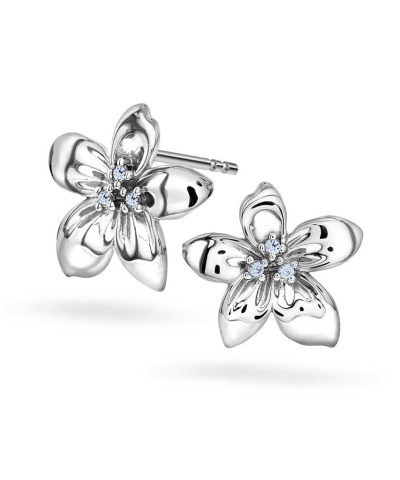 Gulldia Signatur Øredobber i sølv med zirkonia blomst