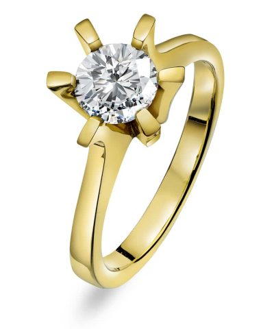 Ring i gult gull med diamant 0,50 ct TWSI