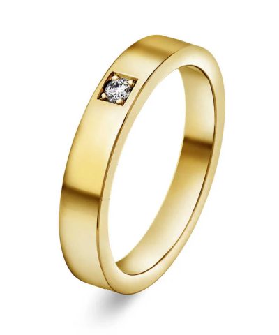Delta, gult gull, gultgull, diamant ring, diamantring, allianse, en sten, 1 sten