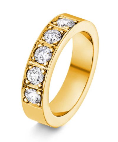 Delta, gult gull, gultgull, diamant ring, diamantring, allianse, fem stener, 5 stener