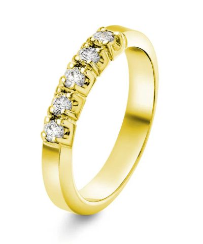 Sigma, gult gull, gultgull, diamant ring, diamantring, allianse, fem stener, 5 stener