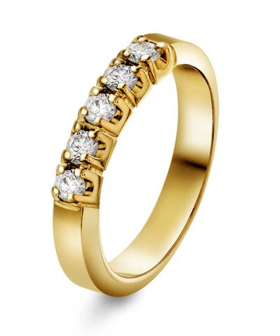 Sigma, gult gull, gultgull, diamant ring, diamantring, allianse, fem stener, 5 stener