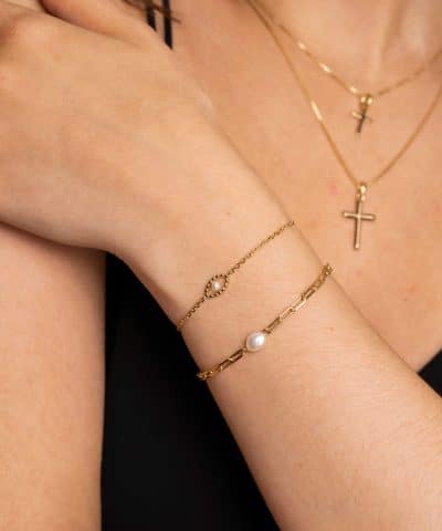 Alternative view of Mille armbånd i sølv med perle